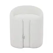 Emiken Bouclé Ottoman Stool - Eggshell White