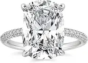 [RODIFFY] 4CT/7CT Elongated Cushion Cut Promise Ring for Women, Simulated Diamond Ring, 925 Sterling Silver 18K White Gold/Yellow Gold Plated Engagement Rings