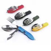 Tablespoon Set 4 In 1 Foldable Spoon Knife Fork Bottle Opener Stainless Steel Fo