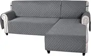 Smarcute L Shape Couch Cover for Sectional Sofa Chaise Lounge Sofa Cover Reversible Sofa Slipcover Non-Slip Water Resistant Furniture Protector for Dog (Large, Grey)