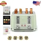 4-Slice Toaster with Dual Control Panels & Extra Wide Slots - Perfect for Bagels
