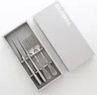 GLOBAL Steak Knife &amp Fork Set All Stainless Steel Set of 2 Japan luxury high