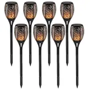 4Pcs Hollow Carved Solar Light Flickering Flames Torch Lights Patio Walkway Lamp Outdoor Garden Landscape Decor Light -4pcs