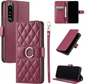 Compatible with Sony Xperia 5 J8210 Kickstand Case Cover,Compatible with Sony Xperia 5 J8210 Lanyard Magnetic Closure Wallet Case Red