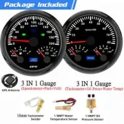 2 Gauges Set With Sensors Kit 85mm 3 IN 1 Gauge 120kmh 200km/H GPS Speedometer