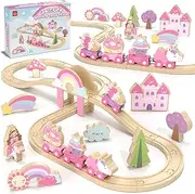 [Lehoo Castle] Wooden Toys, Wooden Train Set, Unicorn Toys for Girls Trains & Train Sets, Kids Toy s for 3 4 5 Year Old Boys, STEM Toy for Boys Girls