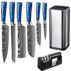Kitchen Knife Stainless Steel Japanese Damascus Style Cleaver Chef Knives Set