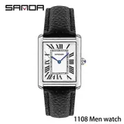SANDA Luxury Women's Watch Quartz Watch Fashion Leather Wristwatch Casual Water Resistant Men Quartz Wristwatch Couples Gift Box 1108 Men watch