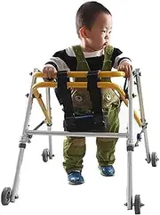 Gait trainer, Adjustable Child Standing Frame,folding Four-Wheeled Walker,Height Adjustable Rollator Walker with Wheels,Child rehabilitation exercise trolley(Small)