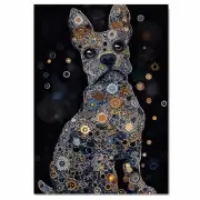 Colorful Abstract Dog Modern Home Decor Flat Rolled, Framed or Wrapped Canvas