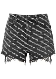 Alexander Wang Bite Logo-print Denim Shorts - Dark Grey - W29 W29