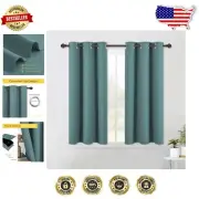 Modern Greyish Blue Blackout Curtains - Noise Reducing Thermal Drapes, 2 Panels