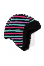 Girls' Striped Fleece Trapper Hat Black By Cat & Jack (Target) OSFM