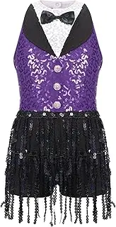 [Sinleey] Sequins Dance Dress for Girls Ballet Dress Tassel Latin Jazz Rumba Salsa Chacha Modern Ballroom Dancewear Costume