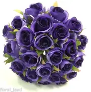 SILK ROSE ROSES PURPLE VIOLET WEDDING FLOWERS BOUQUET ARTIFICIAL PRE MADE POSY