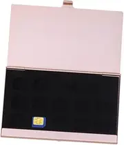 Angoily 1Pc Aluminum Sim Bag Organizer with Needle Durable Phone Number Storage Holder for Home Shop Use Golden Color Keeps Sim Cards Neatly Arranged