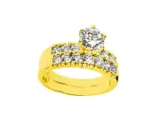 Natural 1.40Ct Round Cut Diamond Engagement Ring Wedding Band Set Solid 14k Gold
