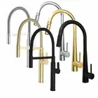 WELS Gold/Black/Brushed Round Pull Out Kitchen Mixer Sink Faucet Swivel Spout