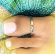 Gift For Women's Solid Metal Daily Use Big Toe Ring 14k White Gold Plated Silver