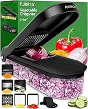 Vegetable Chopper Cutter Mandoline Slicer Cheese Grater - Food Onion Salad Veggie Chopper with Container - French Fry Potato Dicer Slicer Cutter - Kitchen Tools Gadgets (6-in-1 Compact Black)
