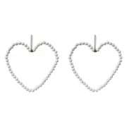 2x Wood/Metal/Jute 32cm Beaded Heart Home Decorative Hanging Ornament Lrg White