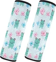 Car Seat Belt Pads 2 Pcs Breathable Car Safety Seat Belt Strap Shoulder Pad Child Safety Seat Shoulder Strap Cover Car Accessories for Adults Youth Kids S Frog Cute Cartoon