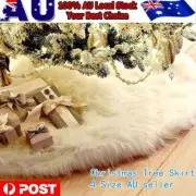 White Christmas Tree Skirt Base Long Plush Xmas Floor Mat Ornaments DecorationQS