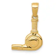 14k Yellow Gold 3-D Blow Dryer Pendant