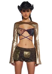 [Club Exx] Apocalyptic Rodeo Sequin Shrug - Gold