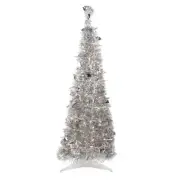 Northlight 4' Silver Tinsel Pop-Up Artificial Christmas Tree, Clear Lights