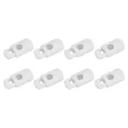 8pcs Plastic Cord Locks 1" x 0.47" End Spring Toggle Stoppers Single Hole White
