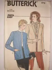 Jacket Blazer Boyfriend Butterick 4719 Sewing Pattern Size 14 16 18 VTG UC FF