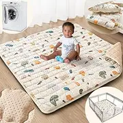 Beavtaens Baby Play Mat, 50x50 Playpen Mat with Super Soft Touch, Activity Mat with Upgraded Anti-Slip Bottom, Machine Washable Crawling Mat for Floor & Picnic(Boho Color Blocks)
