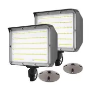 2Pack Dusk to Dawn Outdoor 100W LED Flood Light with Knuckle (Plate Included)...