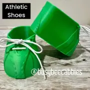 GREEN ATHLETIC 2-Stripe Replacement Shoes For 16” Cabbage Patch Kids Doll Shoe