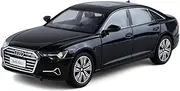 Scale Finished Model Car 1:24 Scale for Audi A6L Sedan Alloy Diecast Car Model Miniature Vehicles Collection Souvenir Die-cast Vehicle(Black)