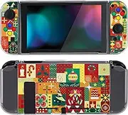 PlayVital Christmas Wrap Protective Case for Nintendo Switch, Soft TPU Slim Case Cover for Nintendo Switch Joycon Console with Colorful ABXY Direction Button Caps