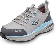 [Skechers] Work Sadie, Arch Fit, Women's, Grey/Aqua, Alloy Toe, EH, MaxTrax Slip Resistant, Low Athletic Work Shoe