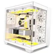 F300 PC Case - Pre-Installed 4 No RGB Fan, ATX Mid-Tower Gaming PC Case, white