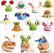 Kajaia 10 Pcs Hamster Hat Small Animals Cute Tiny Hat Mini Hand Knitted Hats for Snakes Pets Bearded Dragon Guinea Pig Bunny Costume Accessories Holiday Parties
