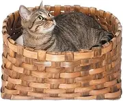 Summer Cat Litter Rattan Four Seasons Universal Cool Breathable Cat House Cat House Villa Rattan Cat Nest Cat Supplies Promote cat Movement (Size : Bamboo nest (Including Cushion))