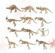 SUPVOX 12pcs Mini Dinosaur Skeleton Model Creative Simulation Ornament for Desk Office Educational Decoration for Dinosaur Lovers and Birthday Parties Khaki