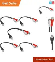 Durable 5 Pack RCA Y-Cable Set - 1 Male to 2 Female Splitters for Home Theater