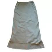 Topshop Skirt Size 12 Linen Cotton Modest Maxi Boho A-Line Zip Lined Green NWT