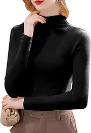 [ZPLxi] Women's Turtleneck Thermal Pullover Tops Long Sleeve Double Lined Warm Undershirt Fall Slim Base Layer Blouse