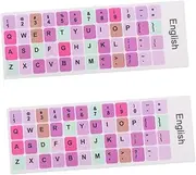 SEWACC 2 Sheets English Keyboard Stickers Macaron Decals for Laptop Notebook Easy to Apply Remove Replacement for Worn Out Keys Compatible with Various Keyboards