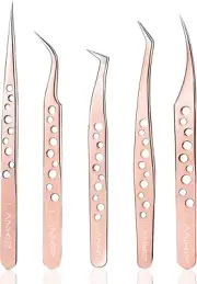 LANKIZ Eyelash Extension Tweezers Set 5 PCS for Volume Lash Extensions,High Prec