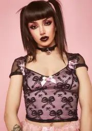 [Sugar Thrillz] Pixie Portrait Mode Mesh Crop Top