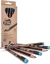 KOALA TOOLS | Bear Claw Pencils 1-Pack (6 Pencils) - Fat, Thick, Strong, Triangular Grip, Graphite, 2B Lead with Eraser - Suitable for Kids, Art, Drawing, Drafting, Sketching & Shading
