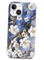 Compatible with iPhone 13 Case 6.1-inch,Slim Soft Protective White Gardenia